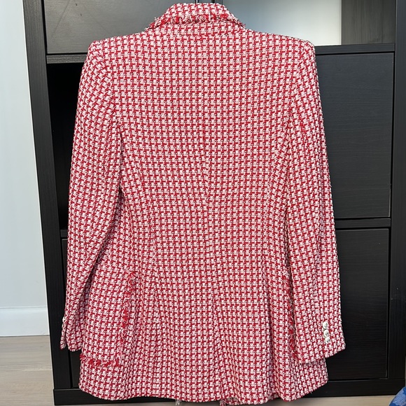 NEW Zara Pink & White Tweed Double Breasted Blazer - Picture 6 of 7